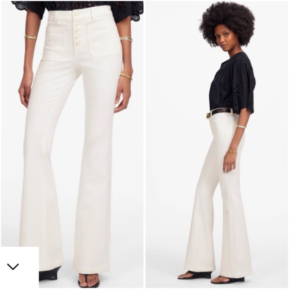 Madewell Flea Market Flare Jeans Pure White Mid Rise Size 25 NWT - Picture 2 of 13